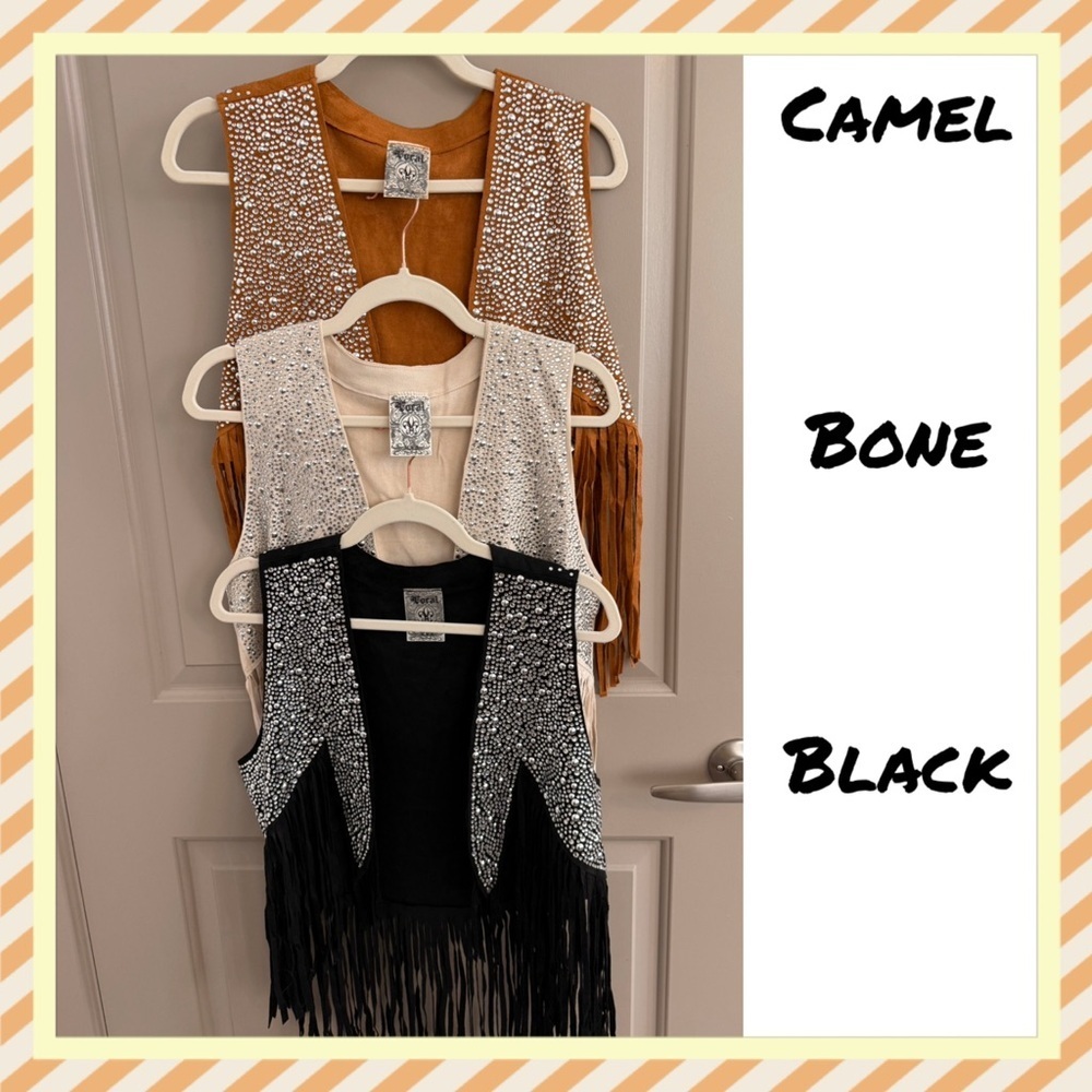 NWT Vocal Rhinestone Fringe Suede Vest Various Sizes Unleash your inner cowgirl! - Picture 7 of 9